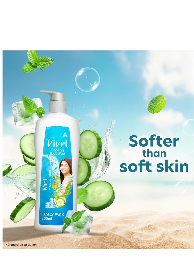 Vivel Body Wash, Mint & Cucumber Shower Creme, Cooling and Moisturising - Image 4