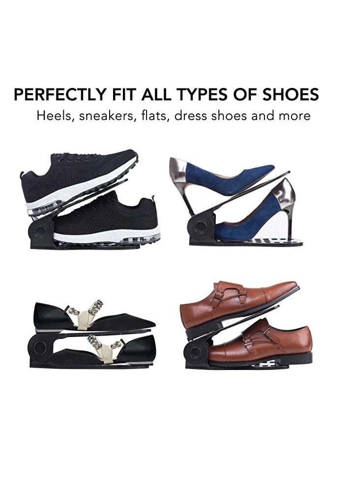 Three Secondz Three Secondz shoe organiser space saver shoe rack adjustable shoe slot for closet organizer Pack Of 10 Red  - Image 4
