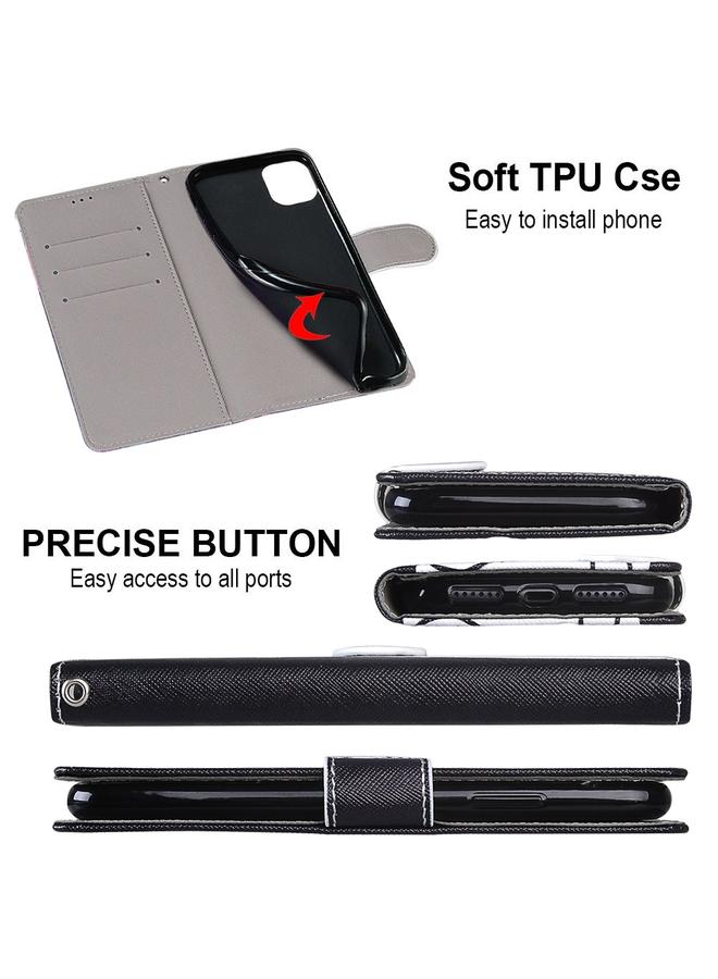 اس-توب جراب لهاتف Nokia G20 / G10 / 6.3، جراب جلدي من البولي يوريثان قابل للطي أفقيًا برسومات متقاطعة ملونة مع حامل وفتحات للبطاقات ومحفظة وحبل قصير - Image 3