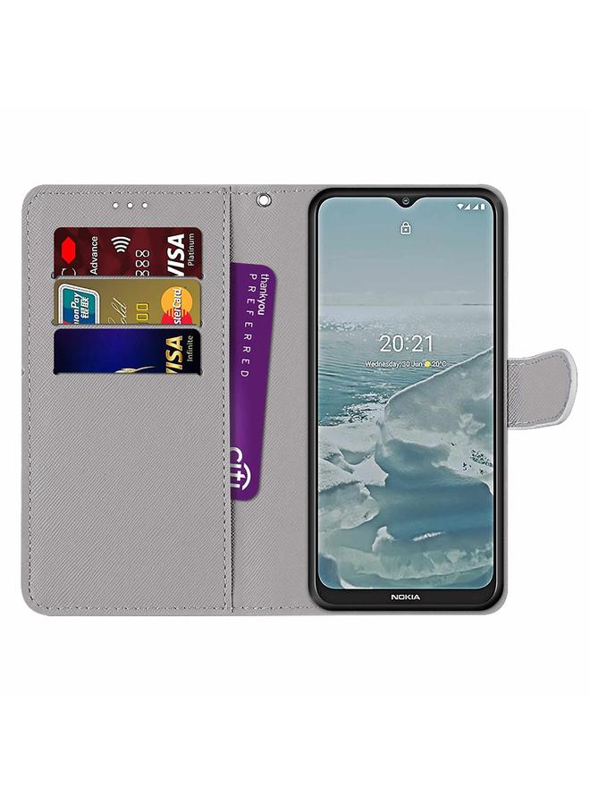 اس-توب جراب لهاتف Nokia G20 / G10 / 6.3، جراب جلدي من البولي يوريثان قابل للطي أفقيًا برسومات متقاطعة ملونة مع حامل وفتحات للبطاقات ومحفظة وحبل قصير - Image 4