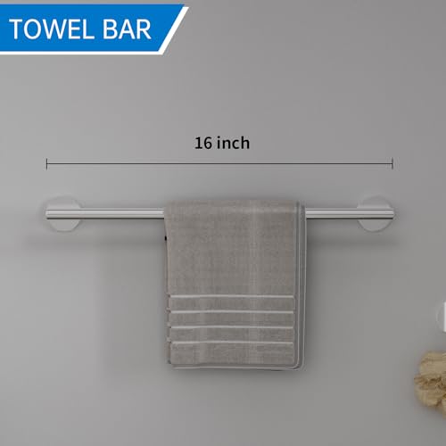 SOLVEX Chromed Bathroom Hardware Set, 5 Pieces Bathroom Accessories Set,SUS304 Stainless Steel 16 Inch Bath Towel Bar Set Wall Mounted,Robe Towel Hooks, Toilet Paper Holder,Towel Racks for Bathroom SP-60008 - Image 5