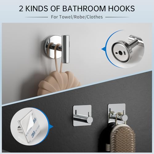 SOLVEX Chromed Bathroom Hardware Set, 5 Pieces Bathroom Accessories Set,SUS304 Stainless Steel 16 Inch Bath Towel Bar Set Wall Mounted,Robe Towel Hooks, Toilet Paper Holder,Towel Racks for Bathroom SP-60008 - Image 3