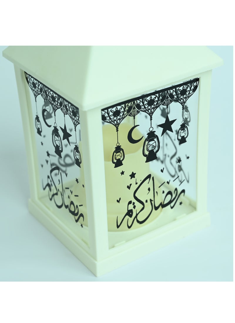 ماركة غير محددة - فانوس Led داخلي خارجي ديكور منزلي فانوس Led رمضان كريم (أبيض) Led رمضان كريم فانوس معلق 1 قطعة - Image 1