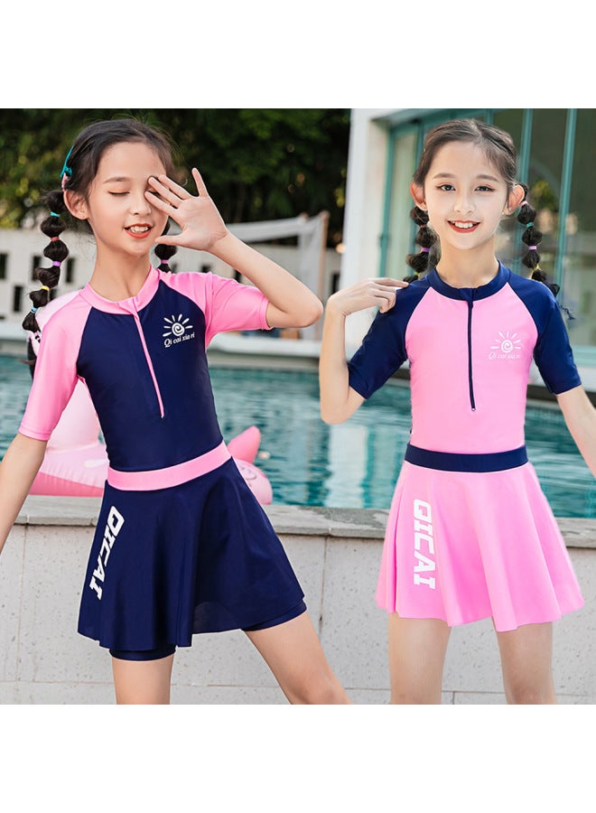 Loquat Source Manufacturers Children's Swimwear Smooth Quick-drying Sunscreen Boys Swimming Suit Girls Swimwear Can Be Customized-Color:8176 Pink- - Image 5