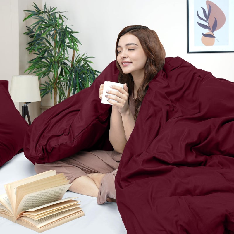 Utopia Bedding Duvet Cover Queen Size - 3 Piece with Zipper Closure - 1 Comforter Cover 90X90 Inches & 2 Pillow Shams 20X26 Inches (Burgundy) Comforter Not Included - Image 3