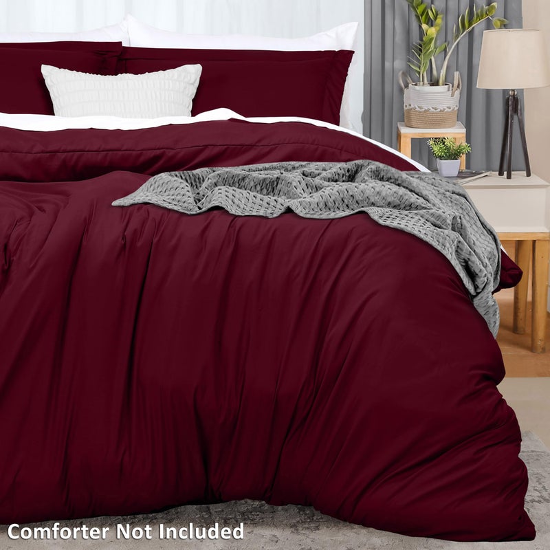 Utopia Bedding Duvet Cover Queen Size - 3 Piece with Zipper Closure - 1 Comforter Cover 90X90 Inches & 2 Pillow Shams 20X26 Inches (Burgundy) Comforter Not Included - Image 4