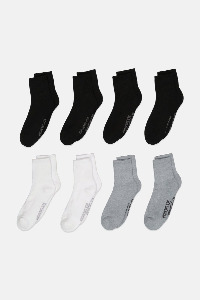 Ben Sherman Men 8 Pairs Brand Logo High Quarter Outdoor Socks, Multicolor  - Image 3