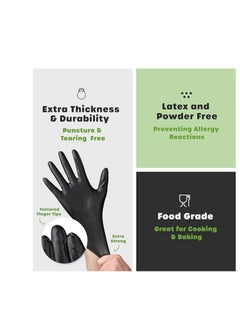 VIUAUAX Black Nitrile HEAVY DUTY 6 Mil. Chemical Resistance, Latex & Powder Free, Textured Fingertips Disposable Gloves,100/Box, L  - Image 5