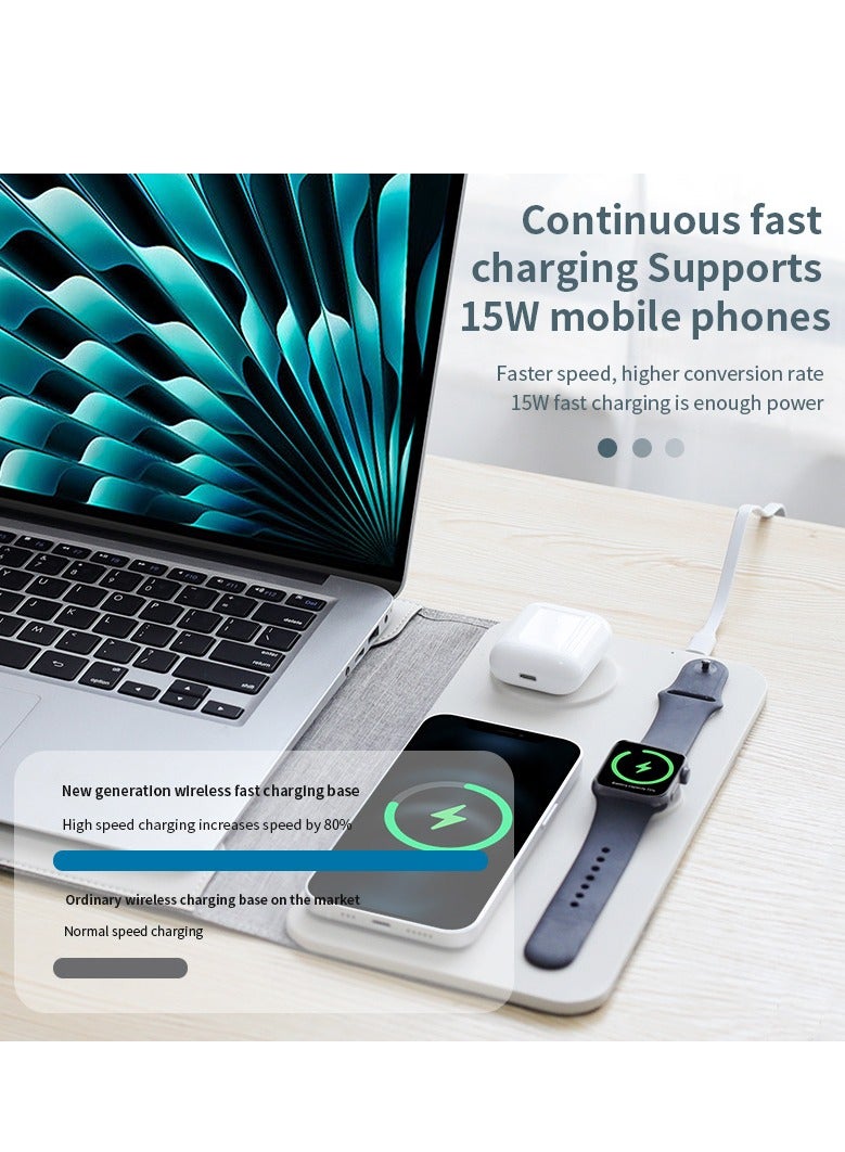 Laptop Sleeve for 12-13-14 Inch Laptops - Laptop Sleeve with 3-in-1 Wireless Charger for Phone, Watch, Wireless Headphones - Includes Mouse Pad and Inner Pocket. Laptop Sleeve for MacBook Air/Pro,with Accessory Pocket  - Image 2