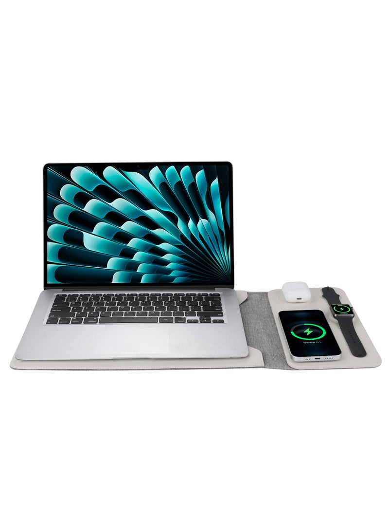 Laptop Sleeve for 12-13-14 Inch Laptops - Laptop Sleeve with 3-in-1 Wireless Charger for Phone, Watch, Wireless Headphones - Includes Mouse Pad and Inner Pocket. Laptop Sleeve for MacBook Air/Pro,with Accessory Pocket  - Image 4