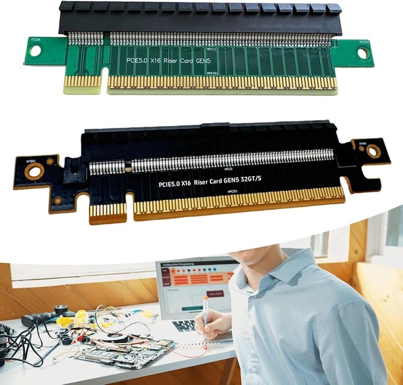 Black PCIe 5.0 X16 Riser Card Adapter for Gaming Professional Graphics and Factory Testing - Image 3