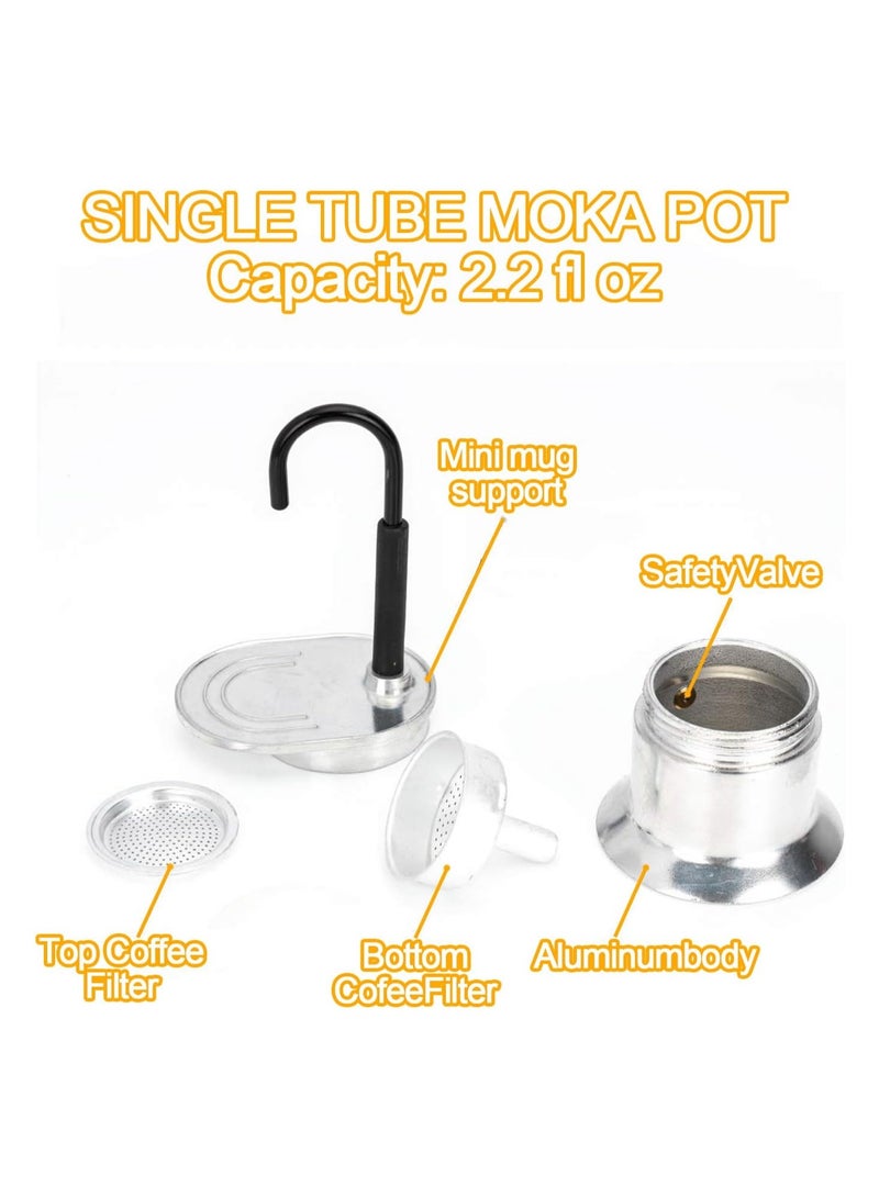 General Single Tube Moka Pot 1 Cup 50 Ml Portable Moka Pot Aluminum Alloy Is Easy to Operate Works Quickly Suitable for Outdoor Traveling Camping  - Image 3