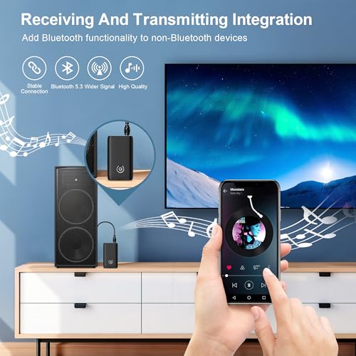 Ankilo Aux Bluetooth Adapter for Car, Upgraded Bluetooth 5.3 Transmitter Receiver, Portable Wireless Adapter, 2-in-1 Aux Audio Receiver for Laptop, Radio, Headphones, Speakers, TV - Image 2
