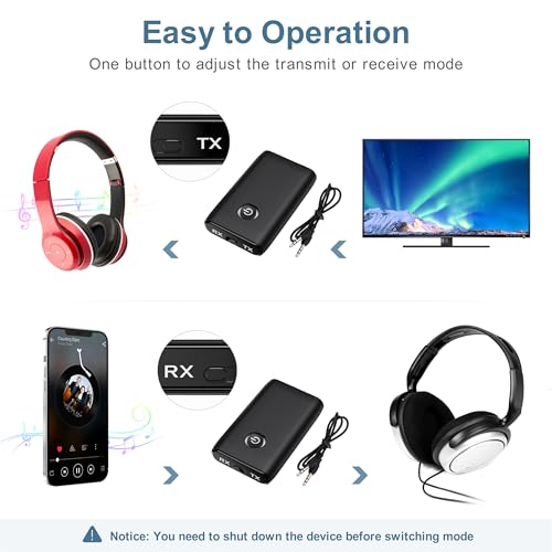 Ankilo Aux Bluetooth Adapter for Car, Upgraded Bluetooth 5.3 Transmitter Receiver, Portable Wireless Adapter, 2-in-1 Aux Audio Receiver for Laptop, Radio, Headphones, Speakers, TV - Image 3