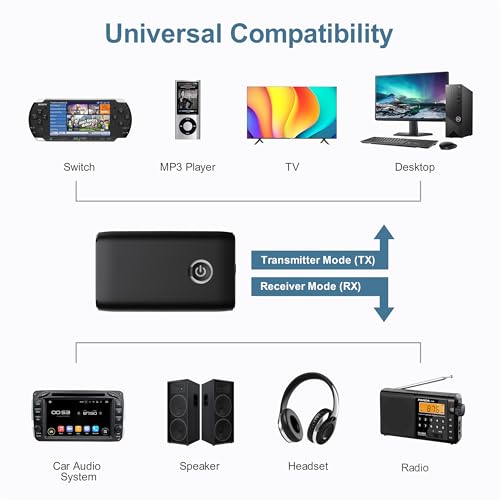 Ankilo Aux Bluetooth Adapter for Car, Upgraded Bluetooth 5.3 Transmitter Receiver, Portable Wireless Adapter, 2-in-1 Aux Audio Receiver for Laptop, Radio, Headphones, Speakers, TV - Image 4