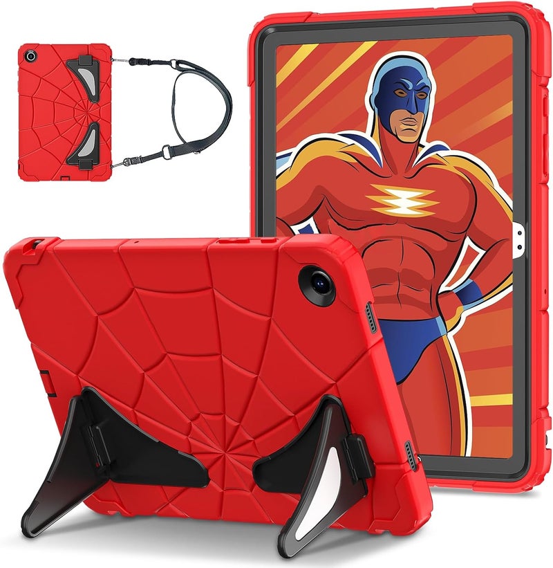 avakot Samsung Galaxy Tab A9 Plus Case for Kids 11 Inch 2023 (Fit Model: SM-X210/X216/X218), Lightweight Shockproof Kids Friendly Cover with Shoulder Strap for Samsung Galaxy A9+ Tablet, Red Black - Image 1