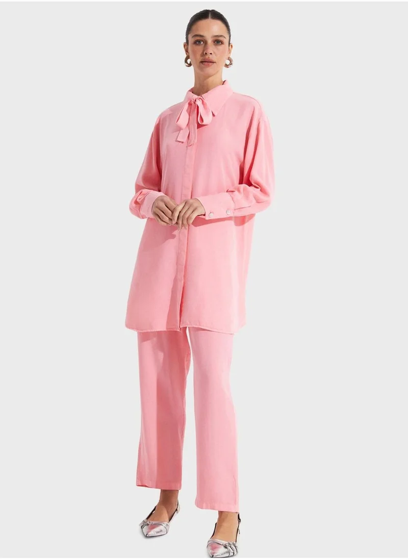 جون Ruffle Detail  Shirt & Pants Set