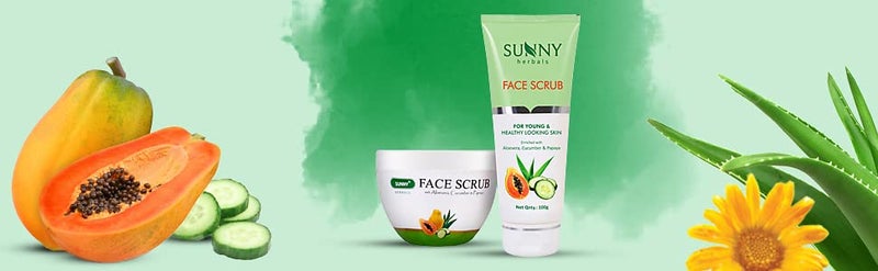 Sunny Face Scrub Loaded With Aloevera, Cucumber & Papaya Extracts | Removes Embedded Dirt in pores | Exfoliates Dead Skin & Helps Cell Renewal | Cucumber & Papaya Tone Up The Skin, 100gm(Pack of 2) - Image 2