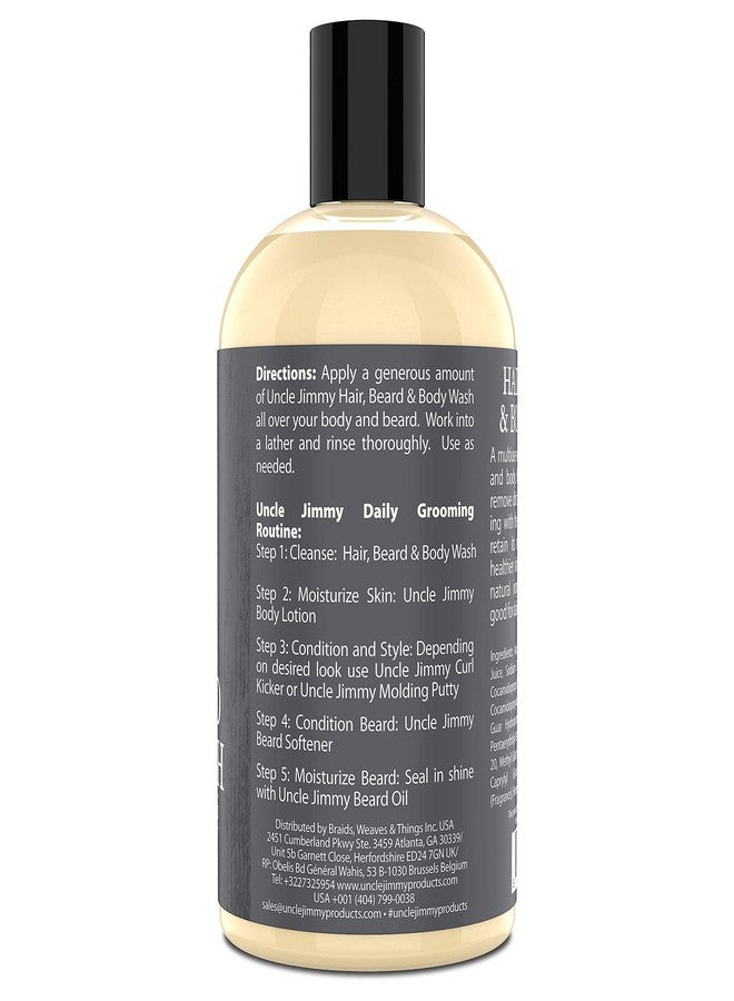 Uncle Jimmy Hair, Beard & Body Wash | Sulfate Free, Paraben Free, with Naturally Derived Clean Ingredients Leaving Skin Soft and Hydrating 12 Fl Oz Pack of 4 - Image 4