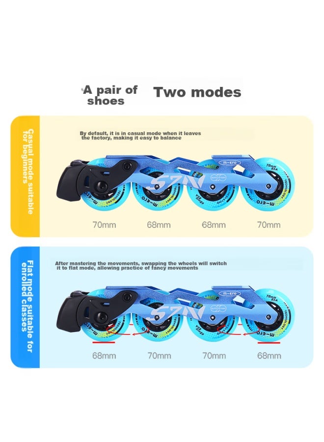 Micro Ice Skates For Children, Boys And Girls, Micro Straight-arrangement Roller Skates Suitable For Primary And Secondary School Students, S7n Black Set Size S - Image 1