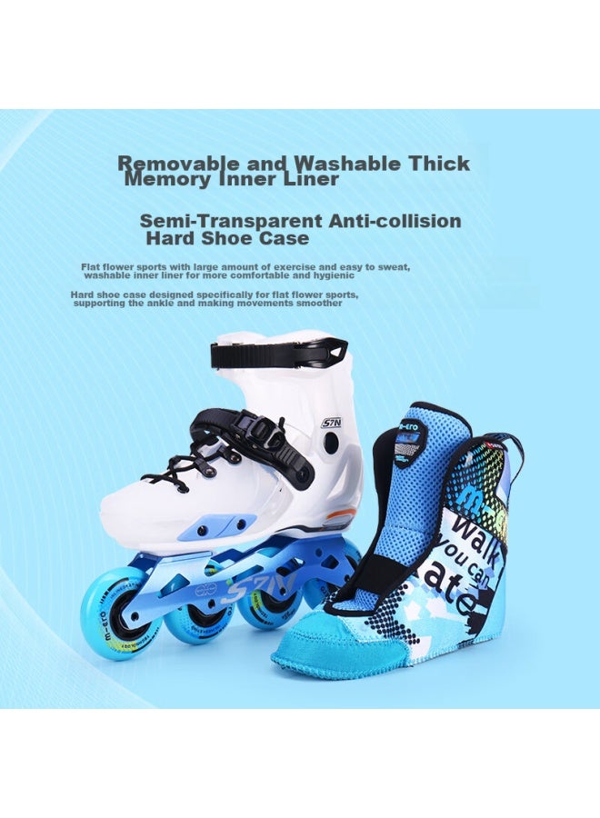 Micro Ice Skates For Children, Boys And Girls, Micro Straight-arrangement Roller Skates Suitable For Primary And Secondary School Students, S7n Black Set Size S - Image 2