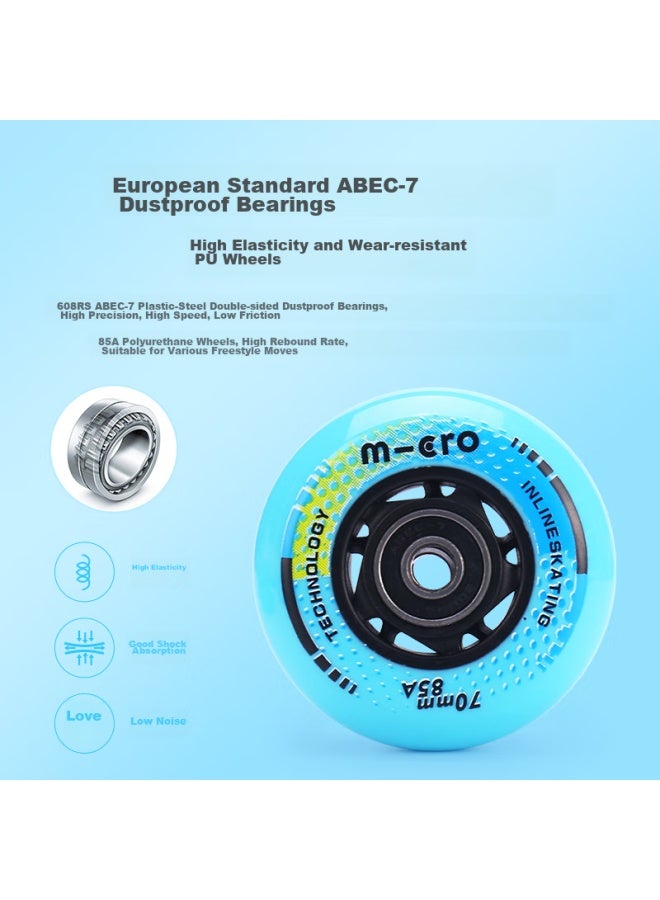 Micro Ice Skates For Children, Boys And Girls, Micro Straight-arrangement Roller Skates Suitable For Primary And Secondary School Students, S7n Black Set Size S - Image 5
