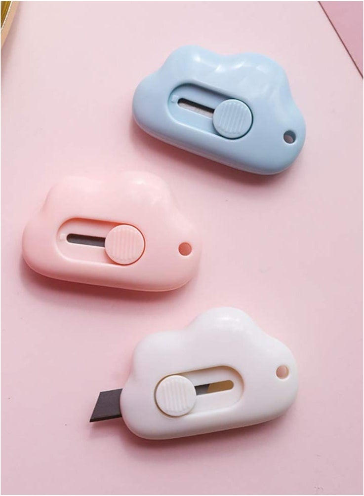 6 Pieces Mini Color Cloud Shaped Utility Knives Retractable Cute Mini Utility knife, Cartoon Cute Box Opener, Mini Slides Open for Letter Opening Paper Cutting DIY Crafts (Cloud)  - Image 5