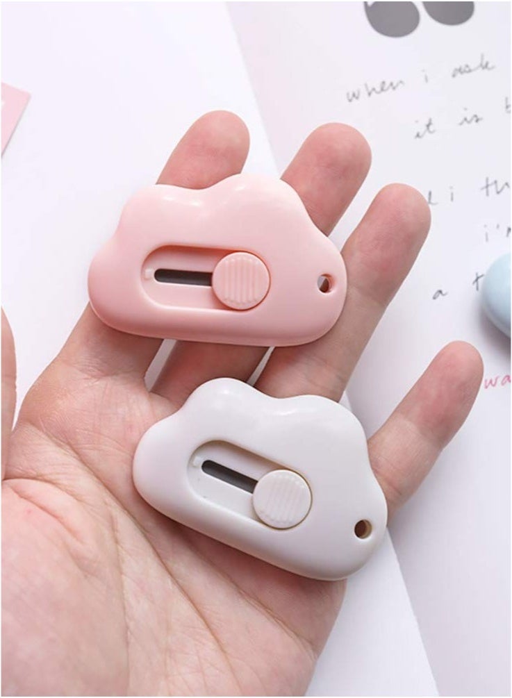 6 Pieces Mini Color Cloud Shaped Utility Knives Retractable Cute Mini Utility knife, Cartoon Cute Box Opener, Mini Slides Open for Letter Opening Paper Cutting DIY Crafts (Cloud)  - Image 3