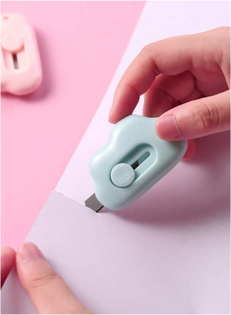 6 Pieces Mini Color Cloud Shaped Utility Knives Retractable Cute Mini Utility knife, Cartoon Cute Box Opener, Mini Slides Open for Letter Opening Paper Cutting DIY Crafts (Cloud)  - Image 4