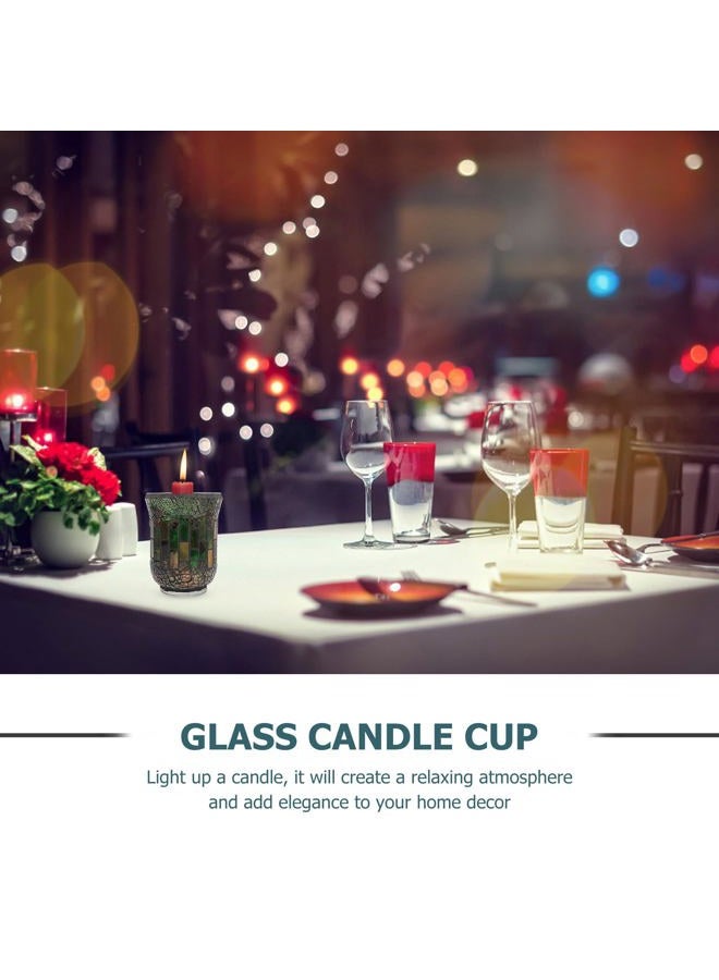 Amosfun Mosaic Candle Holder Home Decorations Terrarium Decor Table Candlestick Scented Candle Stand Mosaic Tealight Holders Candlesticks Candle Stand for Living Room Candle Jar Glass - Image 3