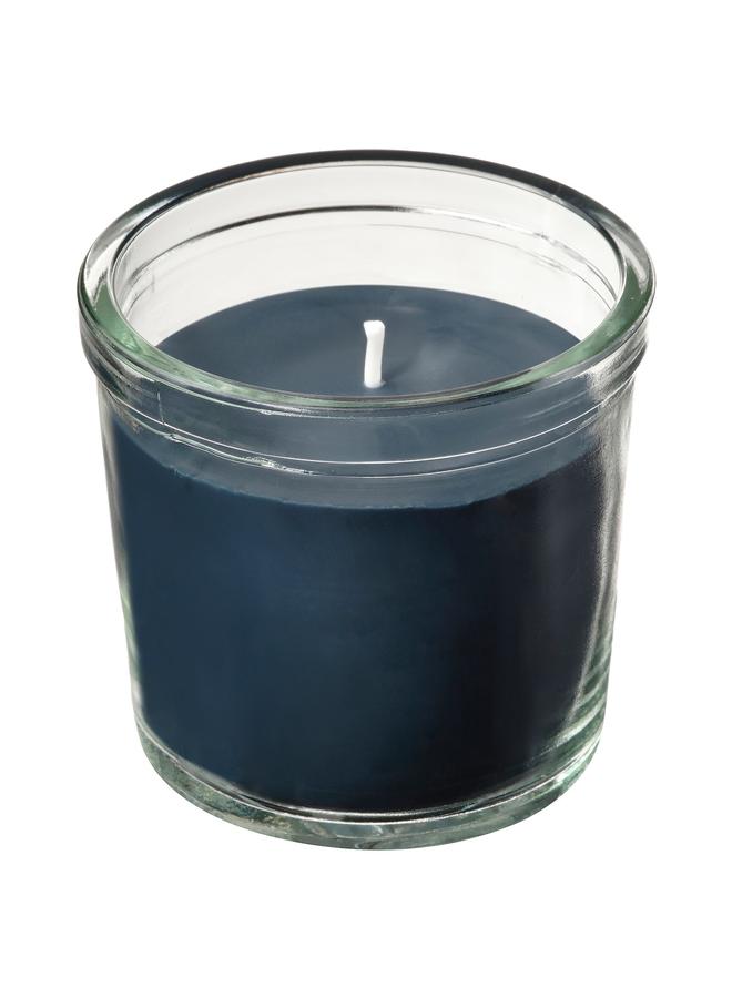Zaboon Scented candle in glass, Vetiver & geranium/black-turquoise, 20 hr - Image 1