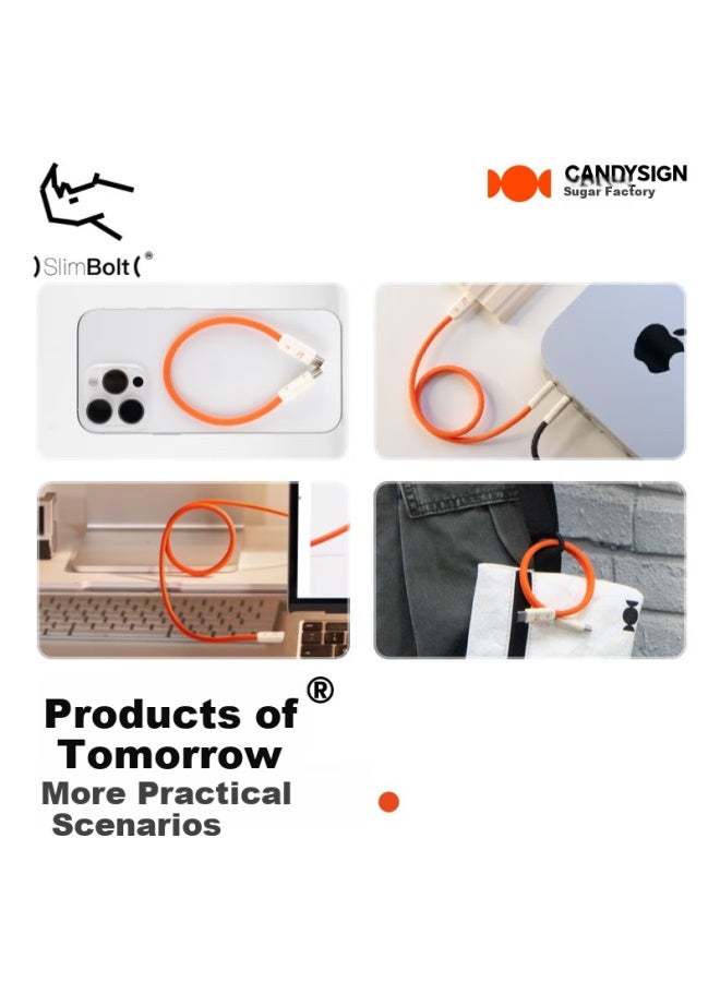 Candysign Sugar Compatible With Thunderbolt 4 Data Cable Usb4 Full-featured 240w Fast Charging Type-c 38cm Candy Orange Thunder Line For Macbook Huawei Notebook 8k Video Short Cable - Image 5