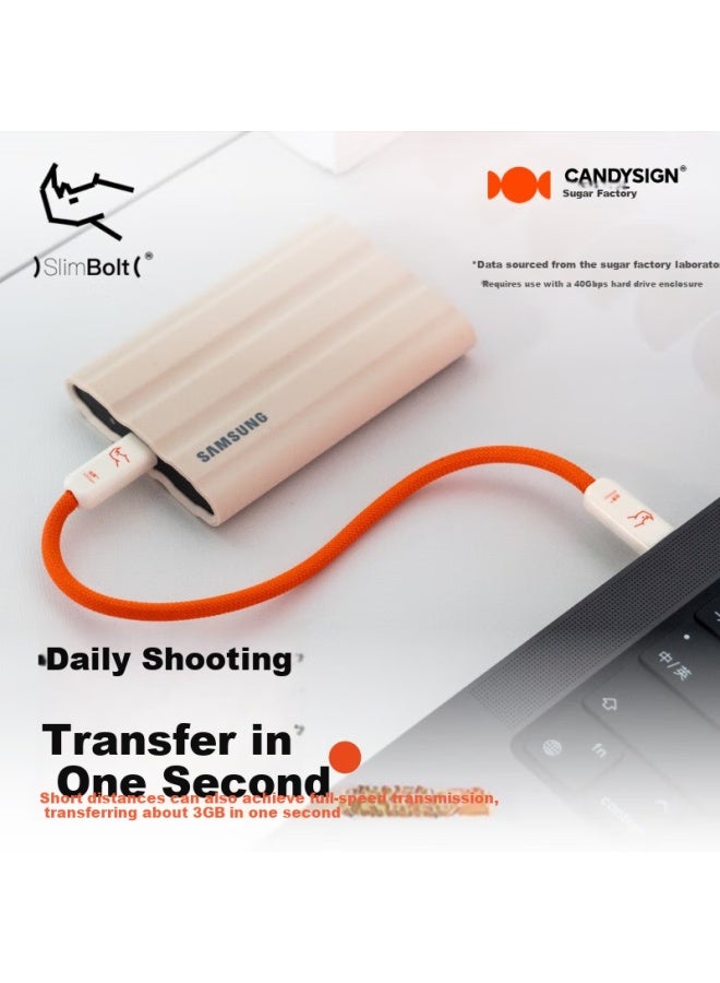 Candysign Sugar Compatible With Thunderbolt 4 Data Cable Usb4 Full-featured 240w Fast Charging Type-c 38cm Candy Orange Thunder Line For Macbook Huawei Notebook 8k Video Short Cable - Image 3