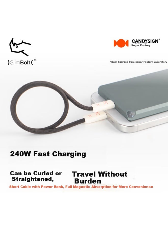 Candysign Sugar Compatible With Thunderbolt 4 Data Cable Usb4 Full-featured 240w Fast Charging Type-c 38cm Candy Orange Thunder Line For Macbook Huawei Notebook 8k Video Short Cable - Image 2