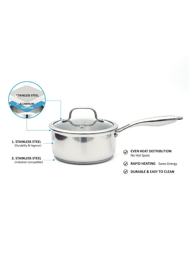 Prestige Infinity Tri Ply Stainless Steel 16cm Saucepan With Lid | Induction + all hob suitable | PFOA Free | PR81186 - Image 4