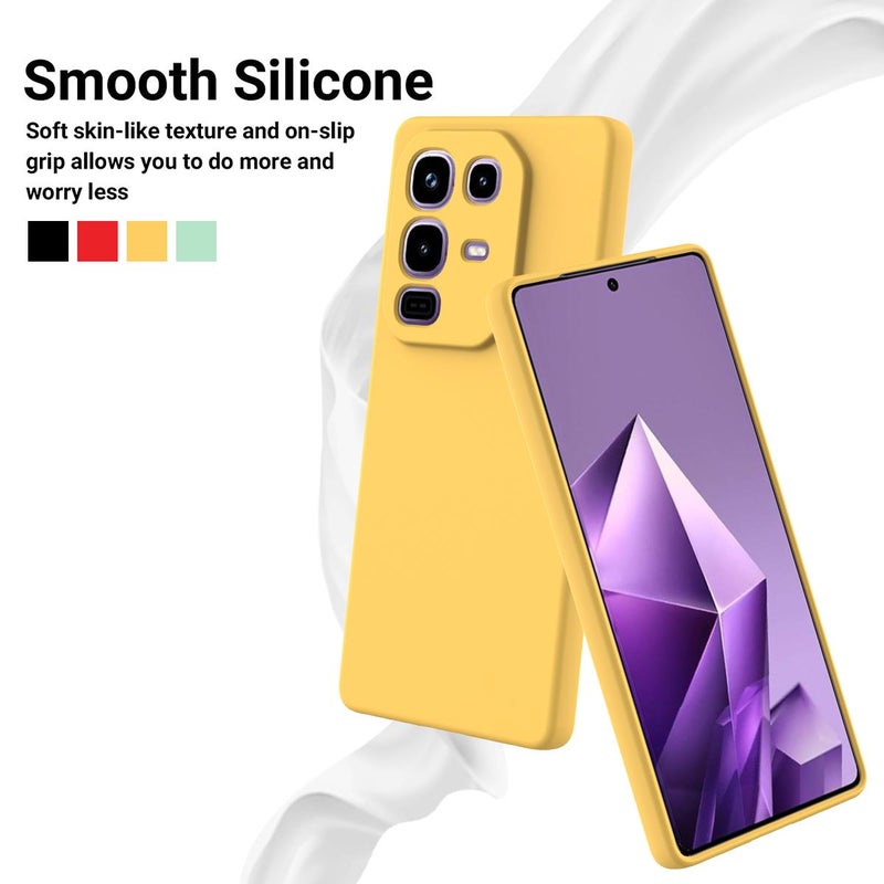 إيروريكس جراب هاتف Infinix Note 50s بلون سادة من السيليكون السائل المقاوم للسقوط بتغطية كاملة (أصفر) - Image 3