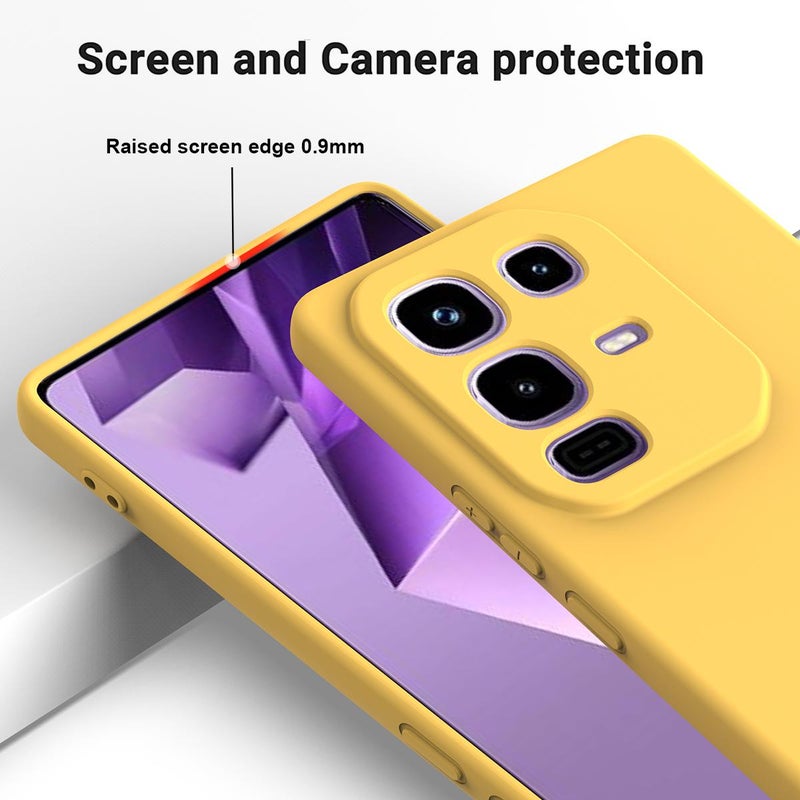 إيروريكس جراب هاتف Infinix Note 50s بلون سادة من السيليكون السائل المقاوم للسقوط بتغطية كاملة (أصفر) - Image 4