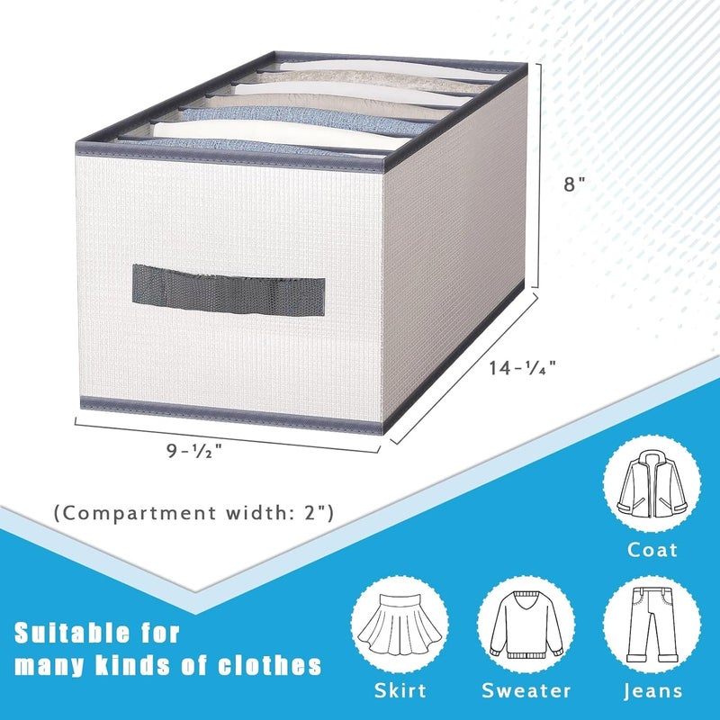 JEYANG JEYANG 8 Compartment Foldable Wardrobe Clothes Organizer Washable Closet Storage Box for TShirt Jeans Pant Baby Cloth Pack of 4 White - Image 3