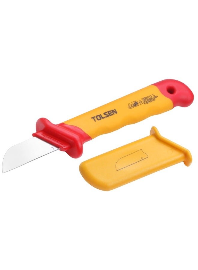 Tolsen V50418 Premium VDE Insulated Cable Knife 50 × 180mm – 1000V Stainless Steel Electrician Cable Stripping Knife - Image 2