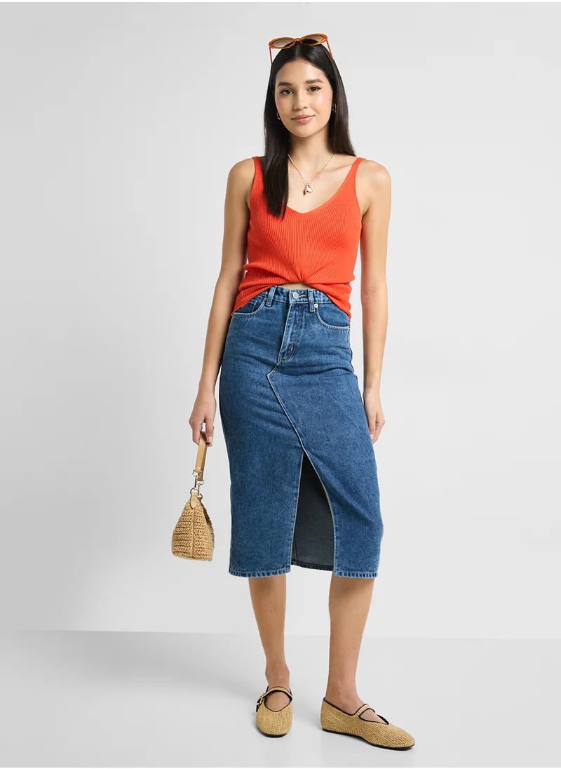 Ginger Denim Midi Skirt