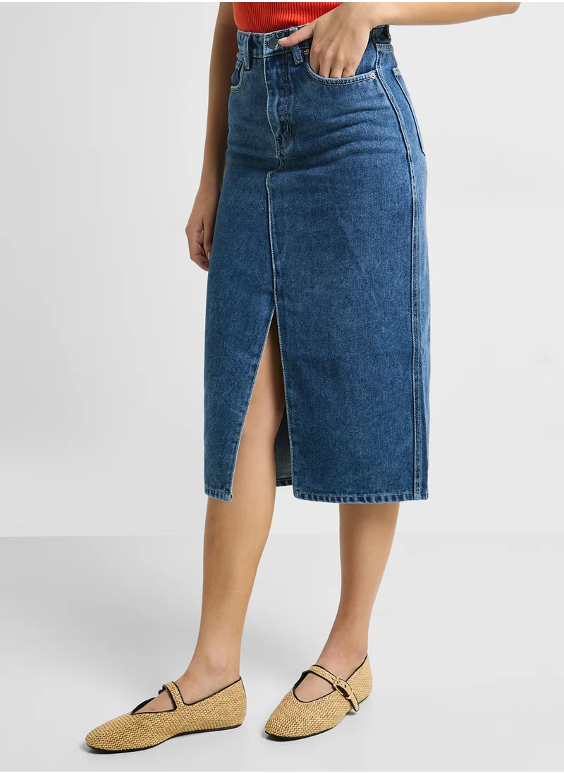 Ginger Denim Midi Skirt