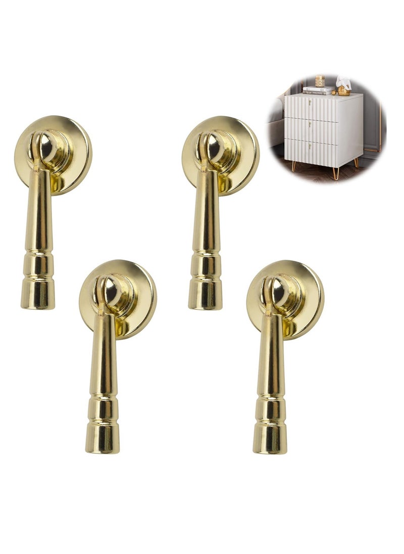 SYOSI Gold Kitchen Drawer Knob,4pcs Brushed Gold Tear Drop Dresser Door Knobs Golden Bamboo Pull Single Hole Handle with Mounting Screws for Wardrobe Cupboard Closets  - Image 1