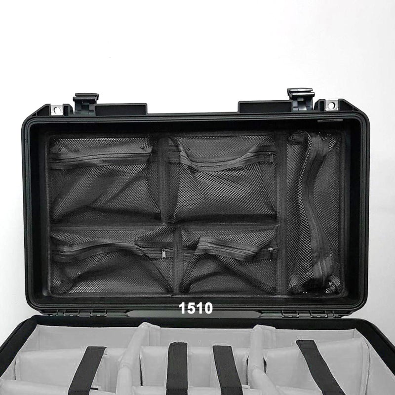 LAFENLIN Lid Organizer for Pelican 1510 Case, 5 Mesh Pockets Storage Organizer, Fits Camera Cases, Diving Dry Boxes, Hard Cases & Toolboxes â€“ Includes Screws & Hook and Loop Strap, Durable, Shockproof - Image 1