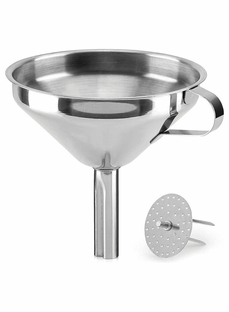 NIBEMINENT Kitchen Funnel, Stainless Steel Food Grade Metal Funnel with Removable Filter Rustproof for Filtering or Transferring Liquids Dry Ingredients (5 Inch) - Image 1