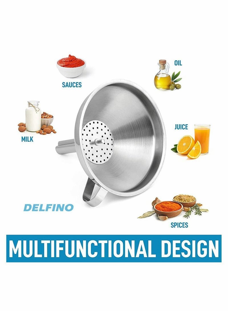 NIBEMINENT Kitchen Funnel, Stainless Steel Food Grade Metal Funnel with Removable Filter Rustproof for Filtering or Transferring Liquids Dry Ingredients (5 Inch) - Image 4