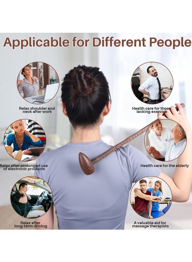 Wooden Self-Massage Hammer Set, 2 Handheld Therapy Sticks for Neck and Back Relief, Perfect Gift for Seniors and Wellness Enthusiasts