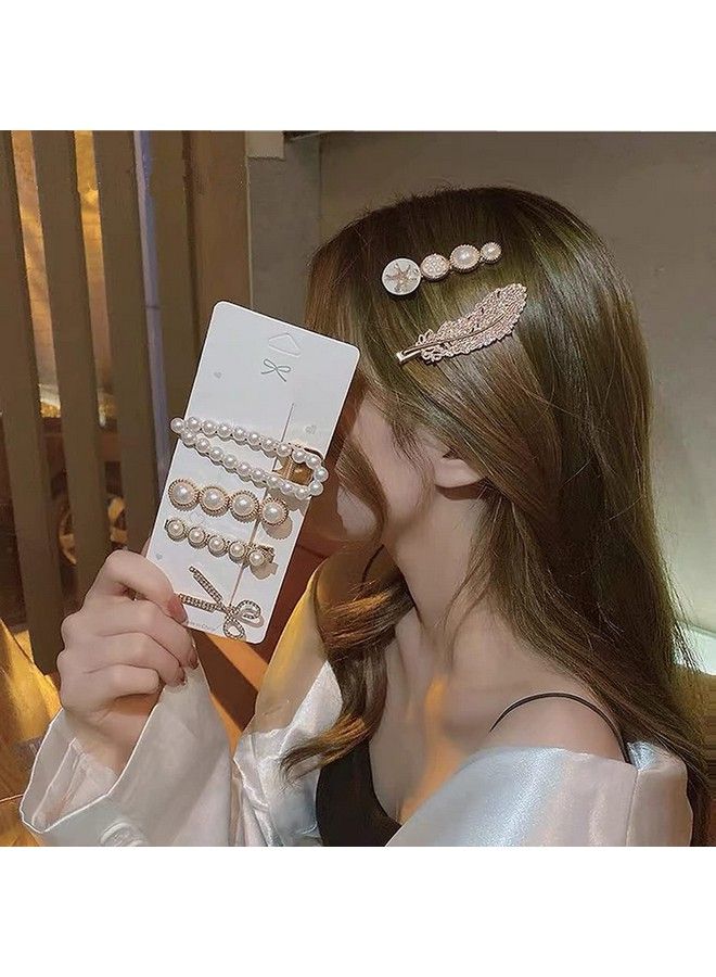 ANNACREATIONS 6 Piece Korean Style Pearl Metal Hair Clips Plastic Pearl Barrettes Hairpin For Women & Girls(White) - Image 5