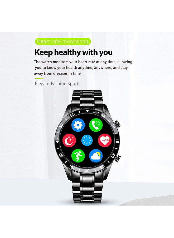 LIGE - Smart Watch Upgrade Smart Wearable Watch Pedometer Heart Rate Blood Oxygen Detection IP67 Waterproof Long Battery Life Black - Image 1