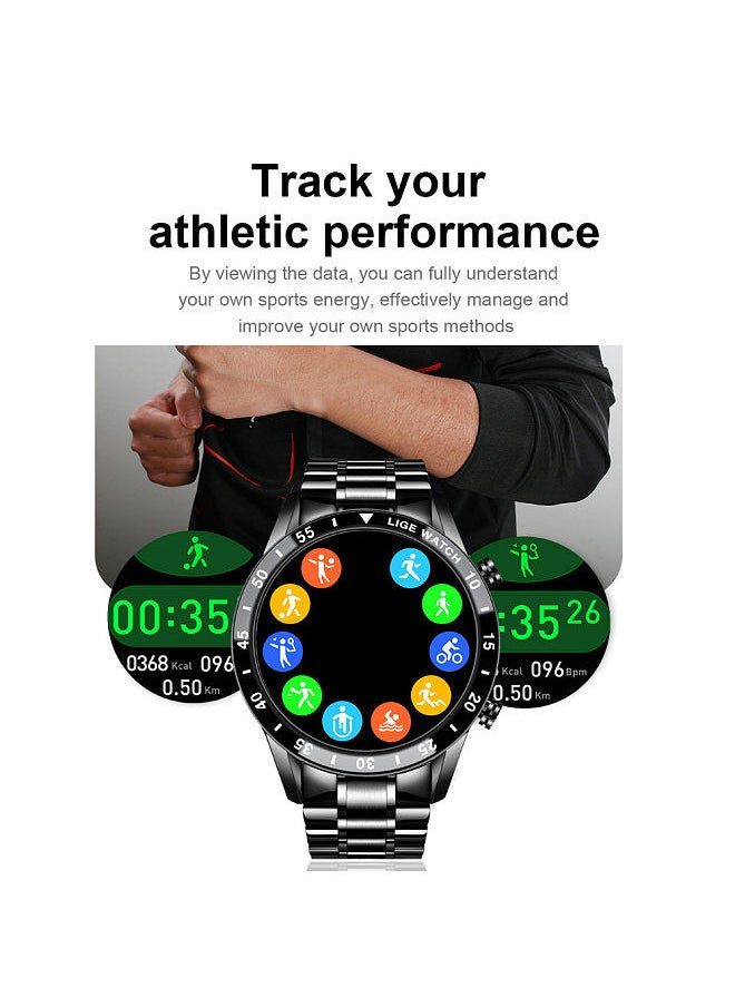 LIGE - Smart Watch Upgrade Smart Wearable Watch Pedometer Heart Rate Blood Oxygen Detection IP67 Waterproof Long Battery Life Black - Image 1