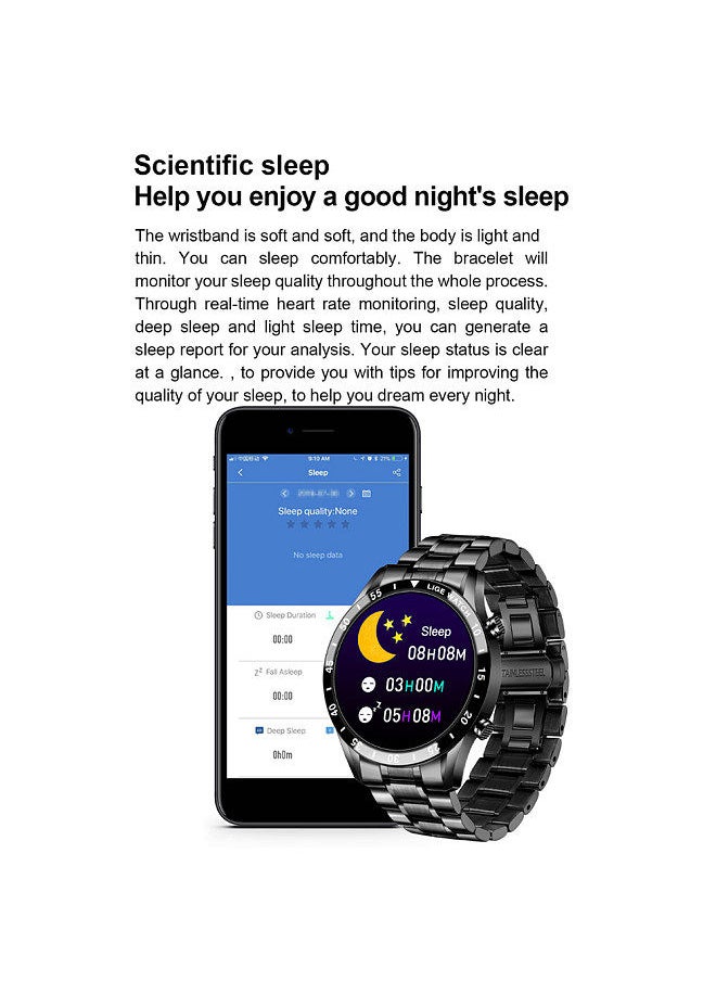 LIGE - Smart Watch Upgrade Smart Wearable Watch Pedometer Heart Rate Blood Oxygen Detection IP67 Waterproof Long Battery Life Black - Image 1